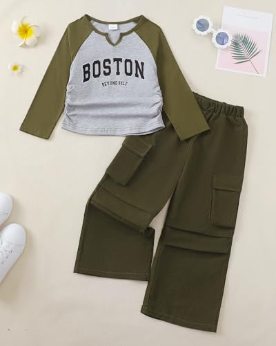 Image of Kucnuzki Toddler Baby Girl Clothes Long sleeve Fall Winter Shirt Tops Baggy Jeans Pants Set Kids Girls Outfits 2 Piece