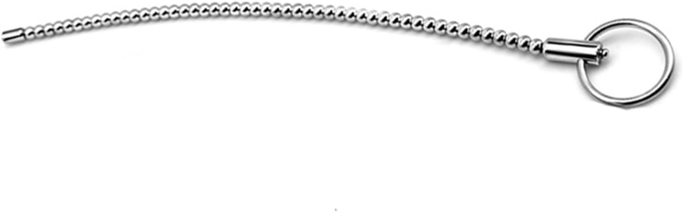 Male Metal Urethral Sounding Penis Plug Urethral Sounds Toys Multi Beads Penis Plug with Penis Cock Ring(4mm)