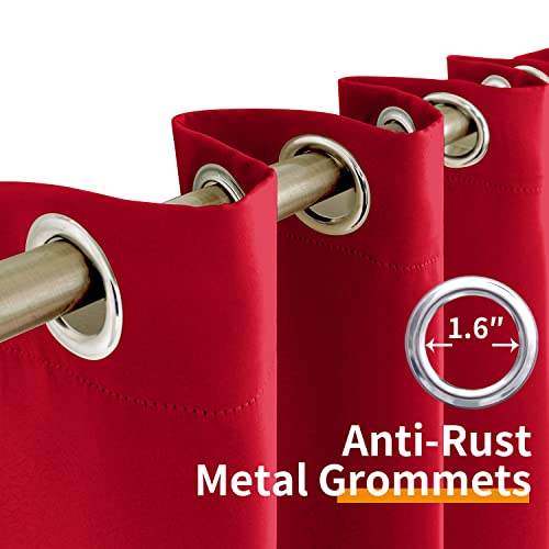 Image of YoungsTex Red Blackout Curtains 54 Inch Length for Bedroom Short Window - Thermal Insulated with Grommet Room Darkening Drapes for Kitchen Bathroom Living Room, 2 Panels, 42 x 54 Inch