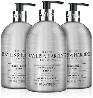 Baylis & Harding Elements Lemon & Mint Luxury Hand Wash 500ml, Pack of 3 - Vegan Friendly