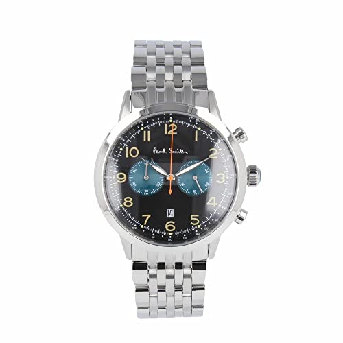 PAUL SMITH ポールスミス 腕時計 時計 メンズ クオーツ アナログ クロノグラフ ステンレス メタル シルバー ブラック P10018 [並行輸入品]