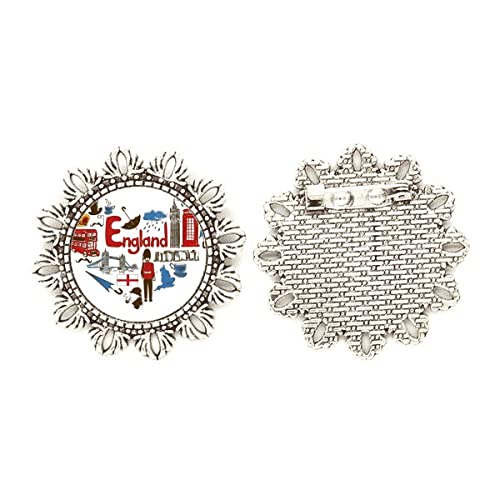 Broche de plata corazón de Inglaterra mediano con cierre firme contra pérdidas de joyas