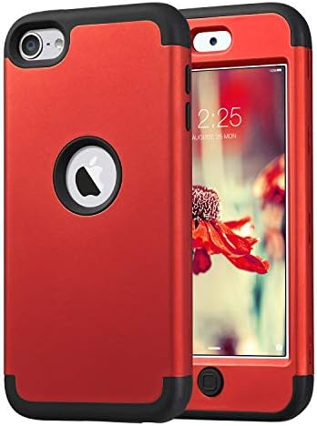 ULAK iPod Touch 7 Case, iPod Touch 6 Case, Heavy Duty High Impact Shockproof Dual Layer Protective Case for Apple iPod Touch 7th/6th/5th Generation (Red+Black)