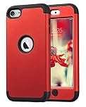 ULAK iPod 7 Case, iPod Touch 5/6 Case Hybrid 3 Layer Silicone Bumper Shockproof Hard Case Cover for Apple iPod Touch 5th/6th/7th Generation - Red