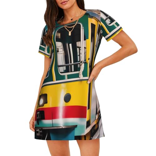 Chemise de nuit Lisbonne Tram élégante en maille douce pour des nuits sereines