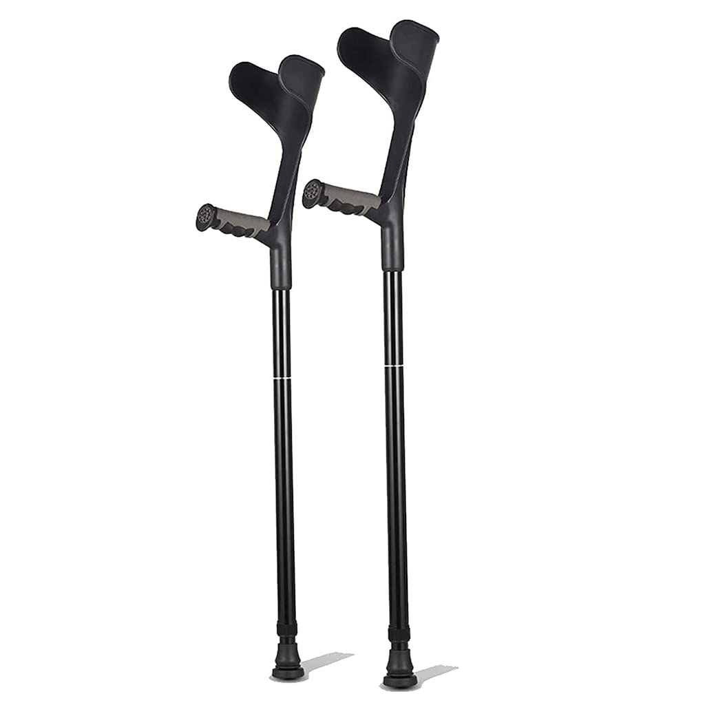 Muletas para adultos Bastones plegables ajustables de aluminio Bastones portátiles para hombres adultos Mujeres Ancianos/Negro (1 par) (Negro (1 par))