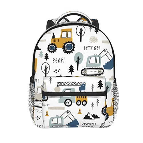 Kid's Mini Backpack 12 inch Cars Truck Tractor Backpack Schoolbag Preschool Kindergarten Children Bag Nursery Travel Bag for Toddler Boys Girls Age 3-7