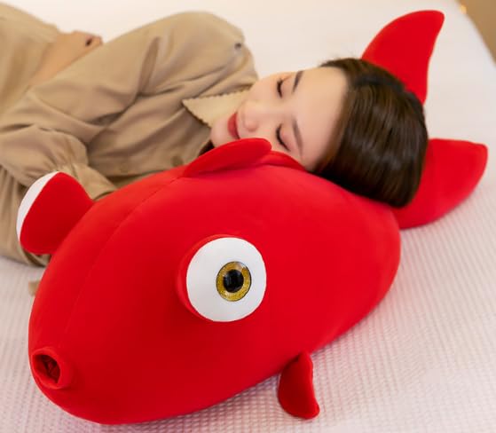 Herfair Pesce Rosso Peluche 35cm – Morbido E Realista, Perfetto Per Coccole E Decorazione