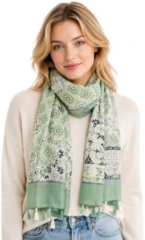 YOUR SMILE Large Boho Scarf for Women Lightweight Floral Printed Scarves Fall Winter Fashion Fringed Shawl wraps