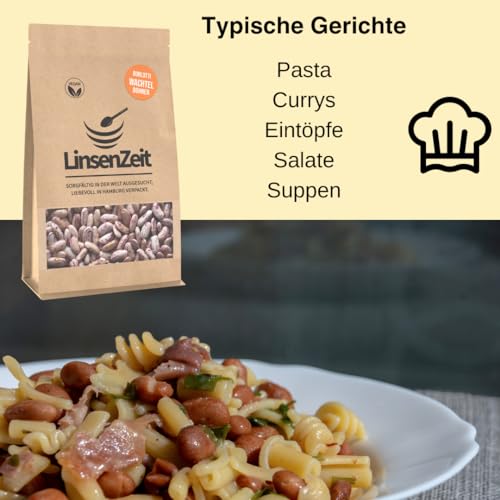 LinsenZeit – Borlotti Bohnen 600g – Wachtelbohnen – Rosecoco Bohnen - Einzigartige Proteinquelle – Vegan, ohne Zusatzstoffe & Premium Qualität