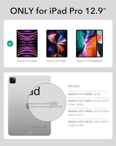 日本語マジックキーボード ESR iPad Pro 12.9 キーボード ケース iPad Pro 12.9インチ（第6/5/4/3世代）対応 フルアジャスタブルスタンド マグネット着脱式ケース フル調整可能 縦置き/横置きスタンドAscendシリーズ ブラック