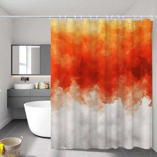 Rideau de douche orange 90x180 cm abstrait en polyester imperméable - 2