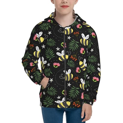 Bees Kid Hoodies Boys Zip Up Sweatshirts Girls Pullover with Pocket3