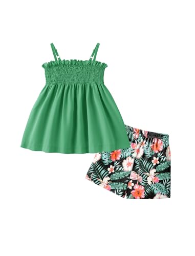 Arshiner Toddler Baby Girls Summer Clothes 2 Piece Outfits Ruffle Hem Camisole & Shorts Set with Pockets Cute Tracksuit 2-8Y
