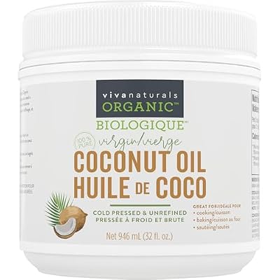 Viva Naturals Organic Coconut Oil, 32 fl oz Unrefined, Cold-Pressed Extra Virgin Coconut Oil, USDA Organic & Non-GMO, Natural Cooking Oil, Hair Oil & Skin Oil