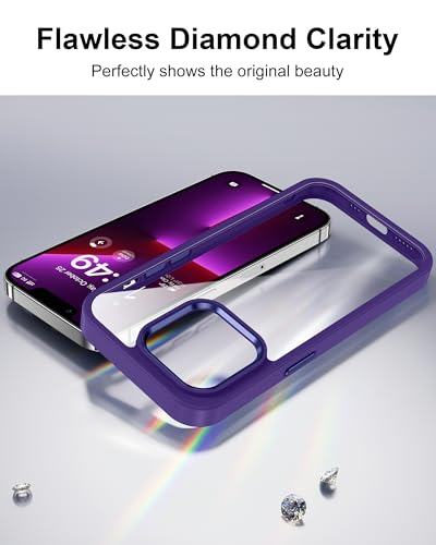 Image of HOOMIL Case for iPhone 13 Pro 6.1-Inch, Non-Yellowing, Drop Protection, Anti-Scratch Transparent Hard Back Phone Cover - Dark Purple