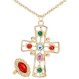 Widmann 5030E - Set König Halskette mit Kreuz, Ring, Accessoires, Prinz, Karneval, Fasching, Mottoparty