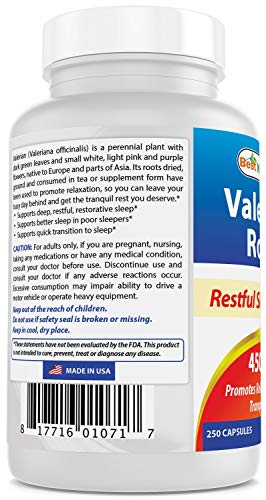 Best Naturals Valerian Root ,250 Capsules,450 Mg #TOP6