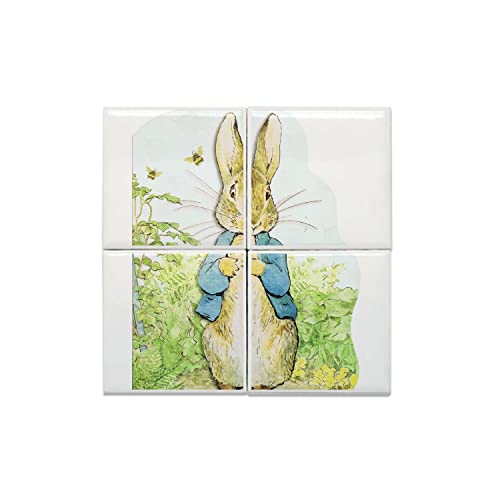 Carreaux Céramique Pierre Lapin Beatrix Potter : idée cadeau naissance lot 4 pièces