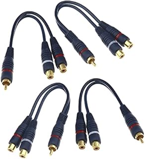 Create idea 4 Pack Of 20cm 1 RCA Male to 2 Phono Female Splitter Y Adapter Digital Audio Lead