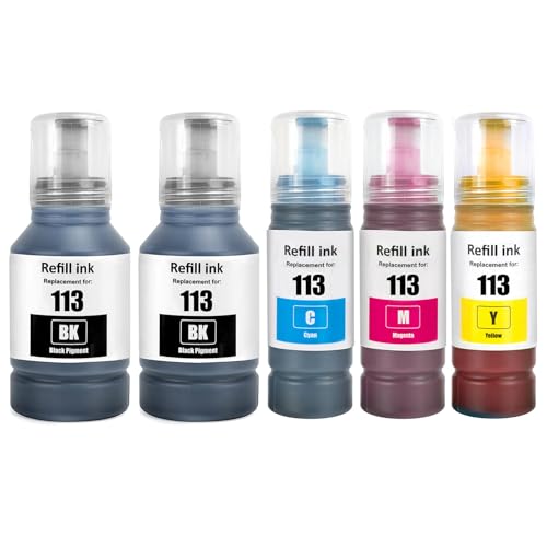 Encre 113 Epson compatible multipack de 5 bouteilles pour imprimantes EcoTank