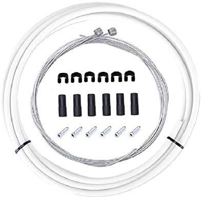 BlueSunshine Bike Bicycle Brake Cable and Housing Set - Basic Brake Cable Replacement Kit for Your Bike, Cable housing 5mm (White)