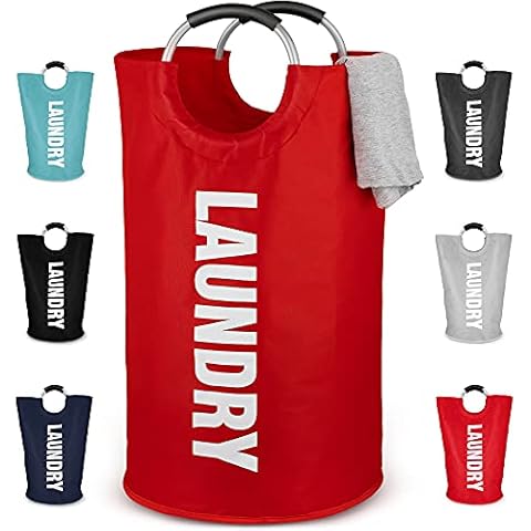 Zulay Home 82L Large Heavy Duty Laundry Basket Collapsible - Non-Slip Padded Laundry Bag With Handles - Waterproof Collapsible Laundry Baskets & Laundry Hampers For Bedroom, Dorm, Travel (Red) Cover