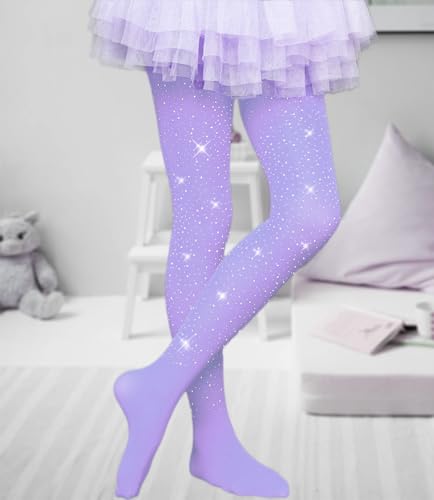 Image of VINICUNCA Girls Sparkle Rhinestone Tights Ultra-Soft Footed Dance Stockings Cospaly Accessories