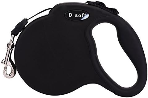 D soft Retractable Dog Leash, Comfortable Handle, 16 ft up to 110 pounds (Black)