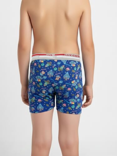 Image of Lux Cozi Boy's Super Combed Cotton Outer Elastic Long Printed Trunk for Kids | Color and Print May Vary | Pack of 10