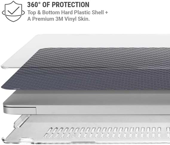 Skinit Laptop Case Plus Skin Compatible with MacBook Air 13in (2020) - Silver Carbon Fiber Specialty Texture Material Design