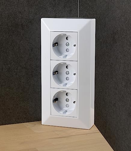 DELPHI 3-drożny blok gniazdkowy, kolor biały, 250 V/16 A, 3600 W, montaż montażowy
