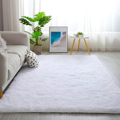 Tinyboy-hbq Tappeto Salotto Pelo Lungo Soggiorno Morbido Tappeto Camere da Letto Moderno Peluche Grande Antiscivolo (Bianco, 135 * 185cm)