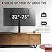 Swivel Universal TV Stand for 32-75 inch TVs with Tilt Down/Up, 8 Levels Height Adjustable Table Top TV Mount Stand with Stable Heavy Duty Tempered Glass Base, MAX VESA 600x400 mm, up to 99lbs, Black