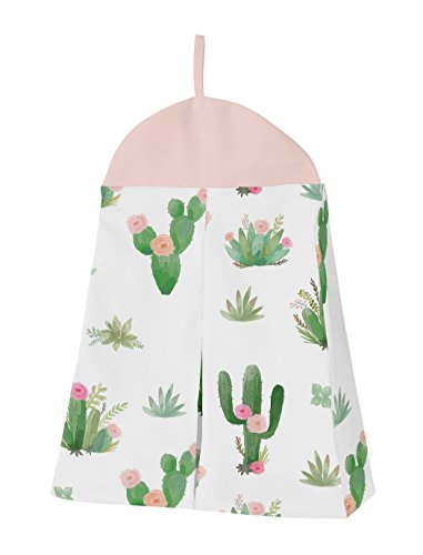 image for Pink and Green Boho Watercolor Cactus Floral Baby Girl Crib Bedding Se
