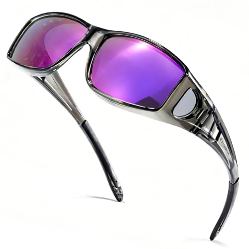 Image of SIPHEW Mirrored Sunglasses Polarized Fit Over Glasses for Men&Women | Wrap Around Sun Glasses,UV400 Protection,Lightweight & Comfortable,Driving,Outdoors