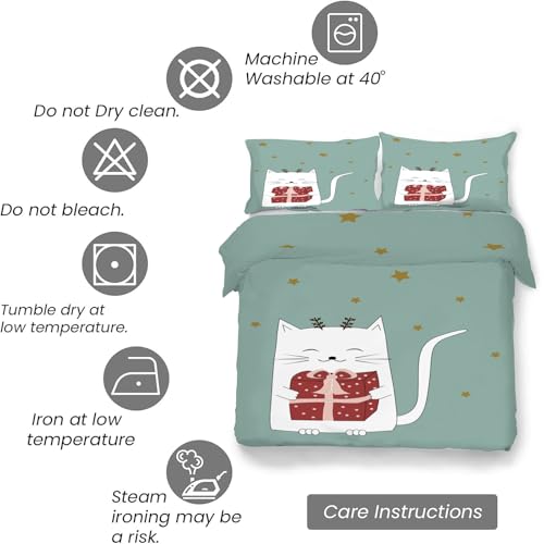 Housse de couette 160x200 microfibre douce zippée motif chaton mignon - 7