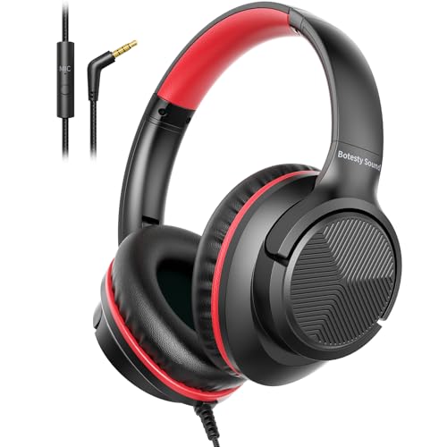Kopfhörer mit Kabel, 3,5mm Klinkenstecker Kabelkopfhörer mit Mikrofon Beige | Over Ear Faltbar Kabel Kopfhörer, 1,5 m Verwicklungsfreier Nylonschnur für Tablet, Laptop, MP3/4, Schule, Flugzeug