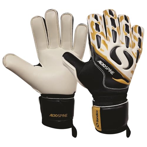 Image of Sondico Unisex Aerospine Goalkeeper Gloves Juniors Black/gold 5