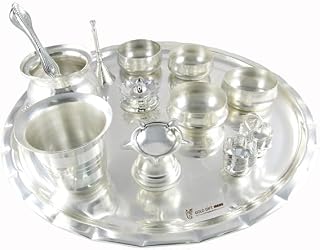 GoldGiftIdeas 12 Inch Sarovar Silver Plated Pooja Thali Set, Pooja Thali Decorative, Diwali Pooja Thali Set for Home, Pooj... Price In India