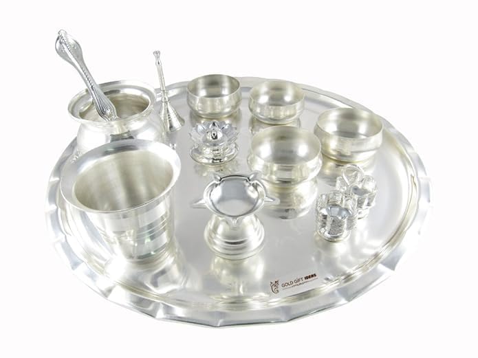 GoldGiftIdeas 12 Inch Sarovar Silver Plated Pooja Thali Set, Pooja Thali Decorative, Diwali Pooja Thali Set for Home, Pooj... - Review, Price and Buying Guide