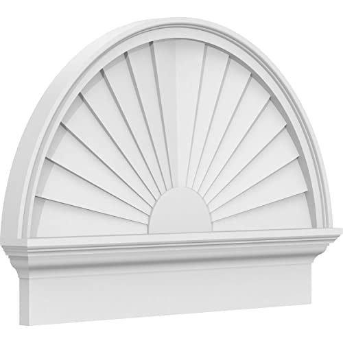 30"W x 21-3/4"H x 2-3/4"P Half Round Sunburst Architectural Grade PVC Combination Pediment