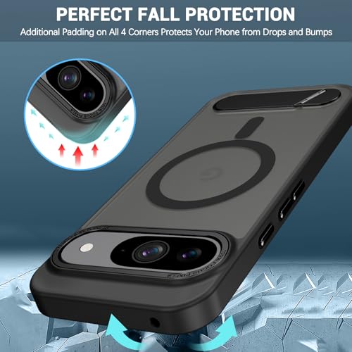 Coque Google Pixel 9 Pro antichoc mate MagSafe avec support invisible GaoBao - 4