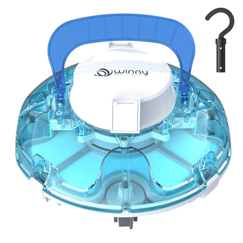 (2026 Upgrade) Cordless Pool Vacuum for Above Ground Pool, Automatic Pool Cleaner Robot Cleaning Up to 660 sq.ft, Dual-Layer Filtration, 90 Mins Runtime, Self-Parking, with Hook (Pale Blue White)