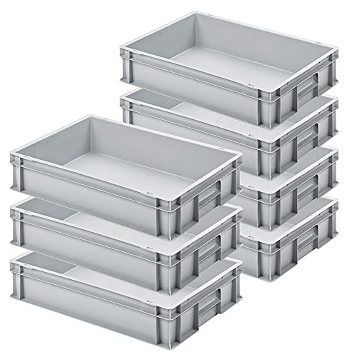 BRB 7 bacs Euro empilables avec 2 poignées, L x l x H 600 x 400 x 120 mm, gris