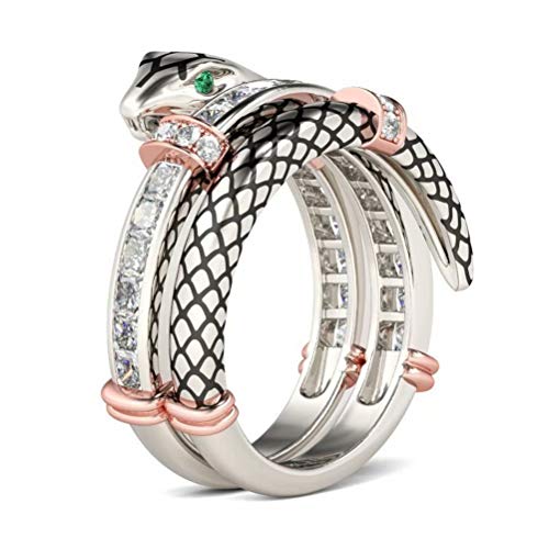 Mvoncity Women's Cute Snake Rings With Pretty Cz Crystal Personality Party Cocktail Jewelry Statement Animal Band Ring Size 11 #TOP3