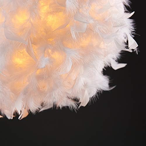 MiniSun Modern White Real Feather Ball Design Ceiling Pendant Light Shade - Complete with a 10w LED Bulb [3000K Warm White]
