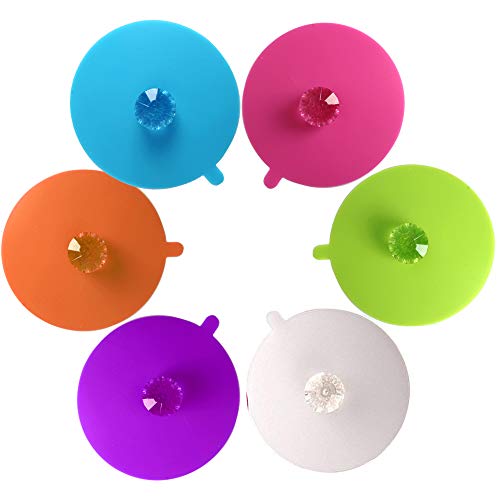 Silicone Cup Lids,SBYURE Creative Diamond Mug Cover Food Grade Reusable Tea Coffee Cup