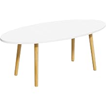 Oval Coffee Table,Small Coffee Tables, Mid Century Modern Tea Table, Living Room Center Minimalist Display Coffee Tables with Oval Shape for Sitting on The Floor, Home, Office White 80 cm