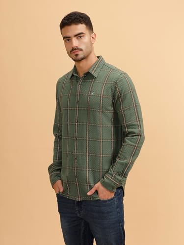 Image of WROGN Men's 100% Cotton Shirt | Checkered Pattern | Slim Fit